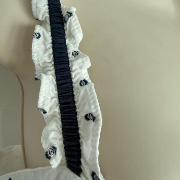 NWT $99 White and Navy Women's Flowy Maxi Dress Ruffles Boho Cut Out Size Large - Picture 5 of 7